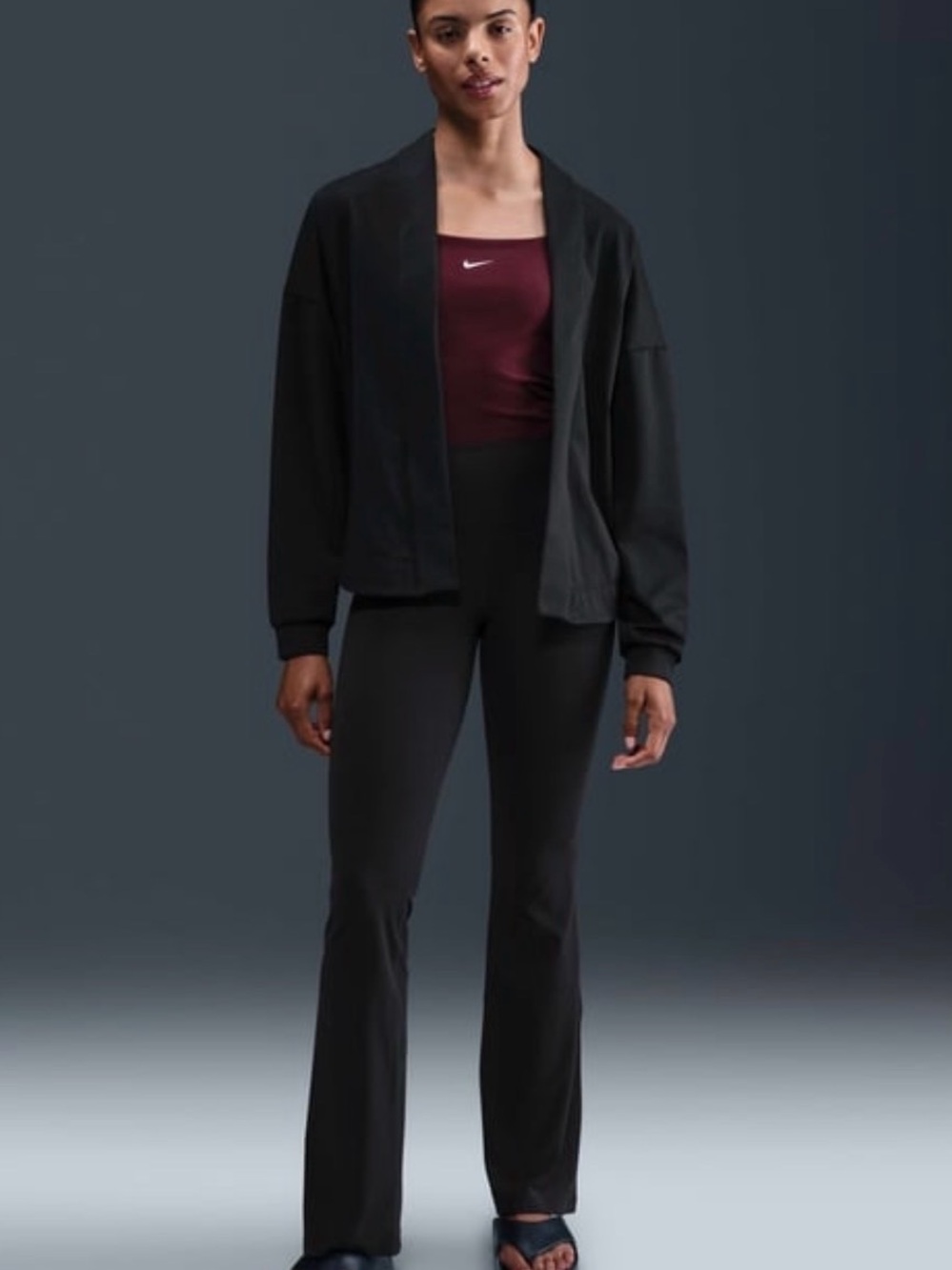 Nike Zenvy Dri-FIT Oversized Cardigan Black Women’s L NWT